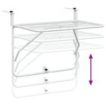 vidaXL Table de balcon Blanc 60x40 cm Acier