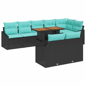 vidaXL Ensemble de salle à manger pour jardin 9 Pièces Noir et Sarcelle