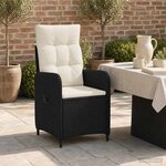 vidaXL Chaise de jardin inclinable Noir et blanc crème