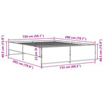 vidaXL Cadre de lit chêne marron 150x200 cm bois d'ingénierie et métal