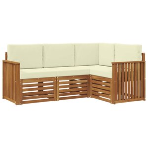 vidaXL Ensemble de canapés d'extérieur 4 pc Naturel et Crème Polyester