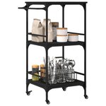 vidaXL Chariot de cuisine noir 60 5x50x105 cm bois d'ingénierie