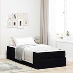 vidaXL Cadre de lit avec matelas Noir 90 x 200 cm tissu