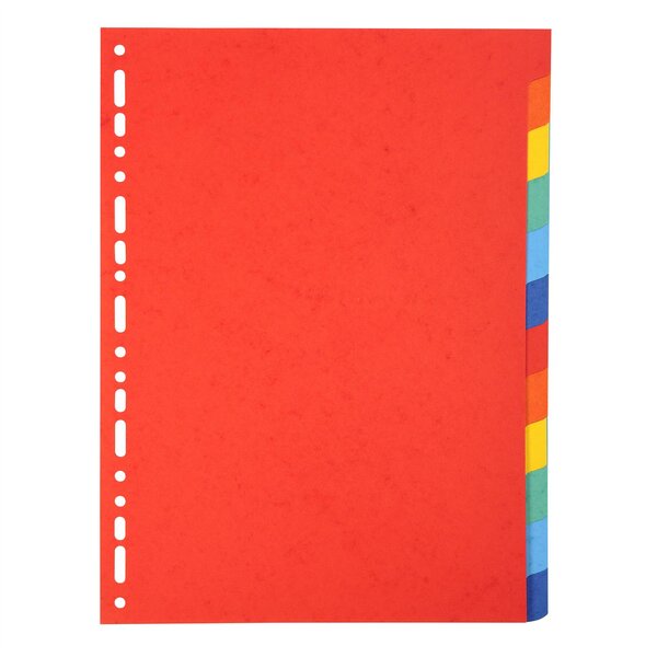 Intercalaires carte 220g 12 positions - A4 - Couleurs assorties EXACOMPTA
