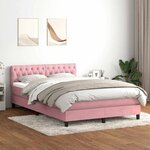 vidaXL Sommier à lattes de lit avec matelas rose 140x220 cm velours
