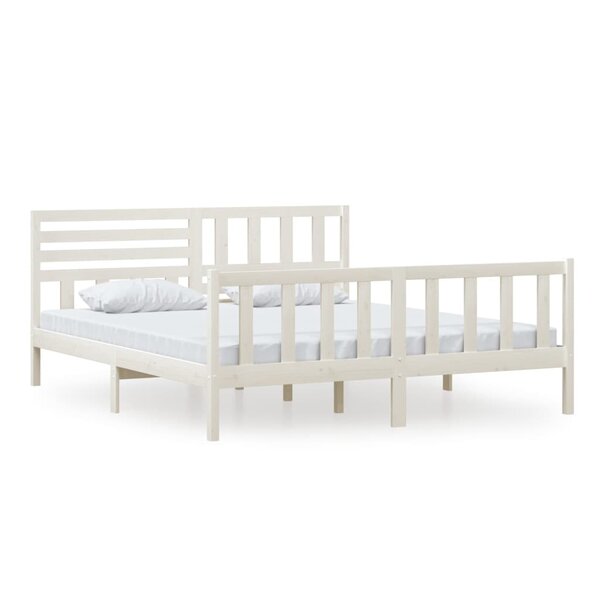 vidaXL Cadre de lit sans matelas blanc bois massif