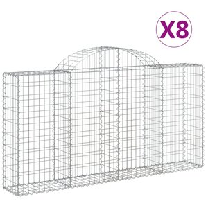 vidaXL Paniers à gabions arqués 8 Pièces 200x30x100/120 cm Fer galvanisé