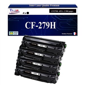 T3AZUR -4x Toners compatibles avec HP CF279H (79X) pour HP LaserJet Pro M12a  M12w  M26a  M26nw