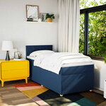 vidaXL Sommier à lattes de lit avec matelas Bleu 100x200 cm Tissu