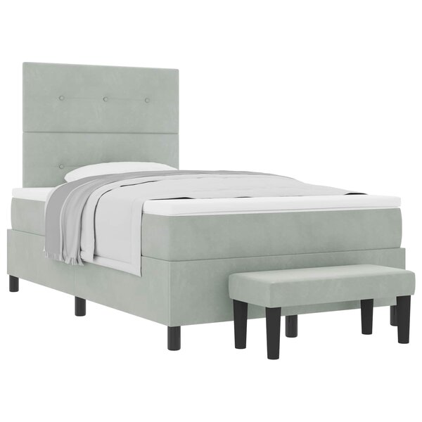 vidaXL Lit à ressorts avec tête de lit Gris clair 200 x 120 cm Velours