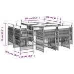 vidaXL Ensemble à manger de jardin et coussins 9 Pièces mélange beige