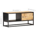 vidaXL Meuble TV avec porte sculptée 90x30x40 cm Bois de manguier brut