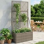 vidaXL Bac à fleurs avec Treillis Gris 70 x 30 x 135 cm polyrotin