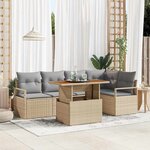 vidaXL Ensemble de canapé de jardin 6 Pièces Beige Poly rotin
