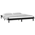 vidaXL Cadre de lit à LED sans matelas noir 200x200 cm bois massif