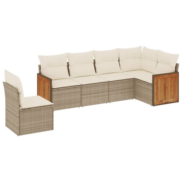 vidaXL Salon de jardin avec coussins 6 Pièces beige résine tressée