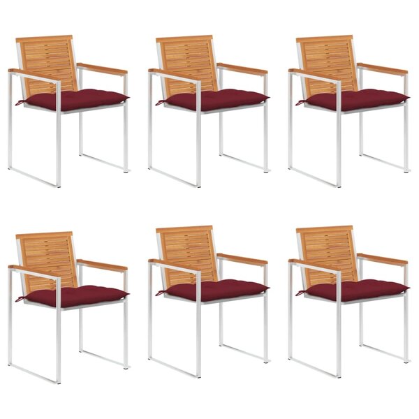 vidaXL Chaises de jardin lot de 6 avec coussins Bois d'acacia solide