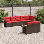 vidaXL Salon de jardin 8 Pièces avec coussins marron résine tressée