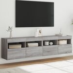 vidaXL Meubles TV muraux et lumières LED 2Pièces sonoma gris 80x30x40 cm