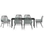 vidaXL Set de salle à manger de jardin 7 pièces avec coussins en poly rattan gris