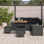 vidaXL Ensemble de canapé de jardin avec coussin 8 Pièces Noir