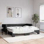 vidaXL Lit de jour avec lit gigogne et matelas noir 80x200 cm tissu