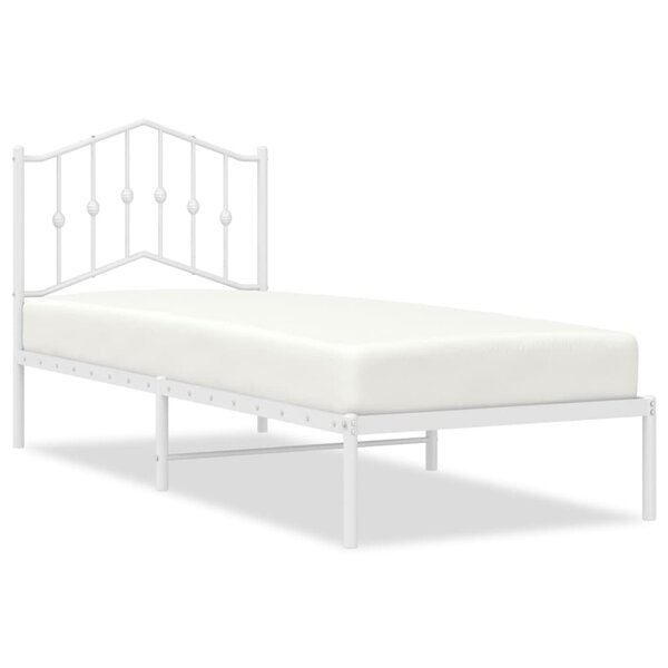 vidaXL Cadre de lit métal avec tête de lit blanc 80x200 cm