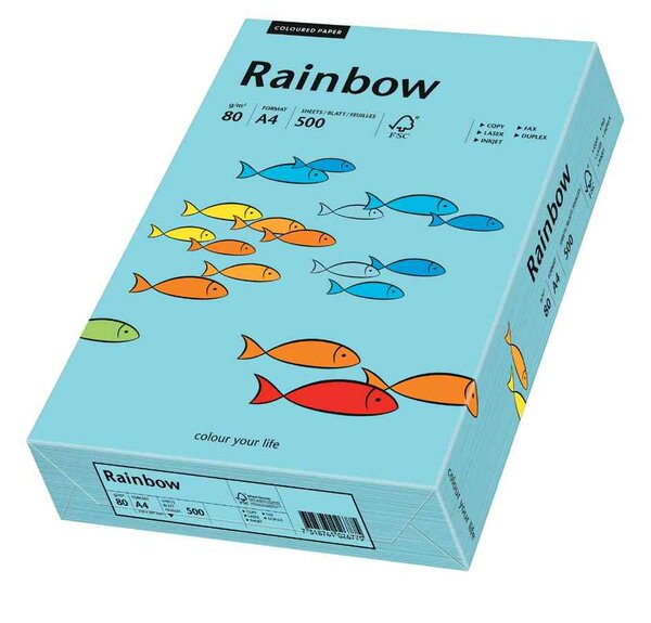 Ramette de 500 feuilles papier multifonction Rainbow A4 80 g Bleu moyen PAPYRUS