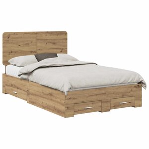 vidaXL Cadre de lit Chêne artisanal 135 x 190 cm Bois d'ingénierie