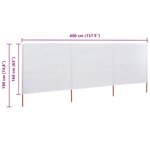 vidaXL Paravent 3 panneaux Tissu 400 x 160 cm Blanc sable