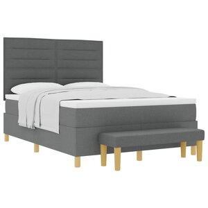 vidaXL Lit à ressorts avec matelas Gris foncé 140 x 200 cm tissu