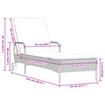 vidaXL Chaise longue avec roues et coussins gris clair résine tressée