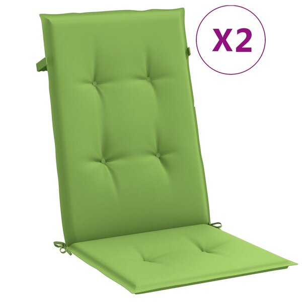 vidaXL Coussins de chaise à dossier haut lot de 2 vert mélangé tissu