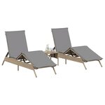 vidaXL Chaises longues lot de 2 avec table beige résine tressée