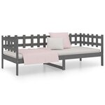 vidaXL Lit de jour Gris 80x200 cm Bois de pin massif