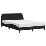 vidaXL Lit avec matelas noir 140x200 cm tissu
