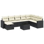 vidaXL Salon de jardin 9 Pièces avec coussins noir résine tressée