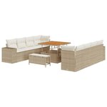 vidaXL Ensemble de canapé de jardin avec coussin 11 Pièces Beige  Crème