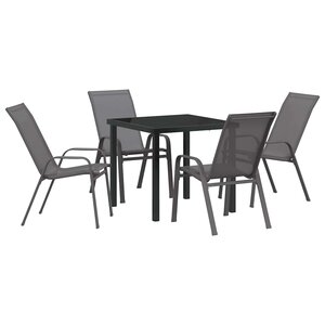 vidaXL Ensemble de salle à manger pour jardin 5 Pièces Gris et Noir