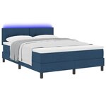 vidaXL Lit à ressorts avec matelas avec LED Bleu 160 x 200 cm tissu