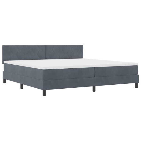 vidaXL Lit à ressorts avec matelas Gris foncé 200 x 200 cm tissu