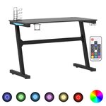 vidaXL Bureau de jeu à LED en forme de Z noir 110x60x75 cm