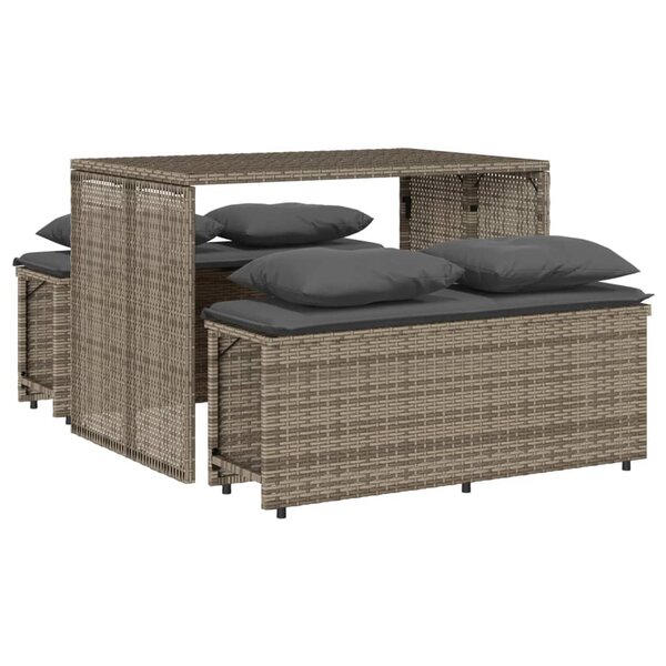 vidaXL Ensemble à manger de jardin 3 Pièces coussins gris résine tressée