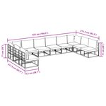 vidaXL Ensemble de canapé de jardin avec coussin 10 Pièces Noir Aluminium