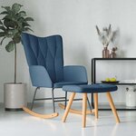vidaXL Chaise à bascule avec repose-pied Bleu Tissu