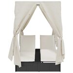 vidaXL Transat double avec toit Noir 205 x 129 x 200 cm Rattan PE