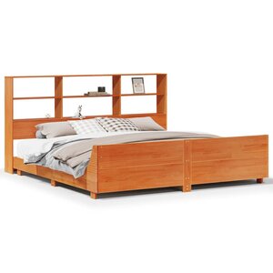 vidaXL Cadre de lit sans matelas cire marron 200x200cm bois pin massif