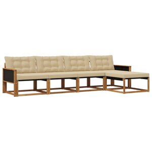 vidaXL Ensemble de canapés d'extérieur 5 pc Naturel et Beige