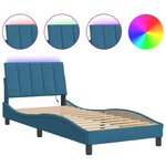vidaXL Cadre de lit avec lumières LED bleu 90x190 cm velours