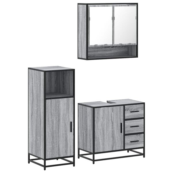vidaXL Ensemble de meubles de salle de bain 3 Pièces Sonoma gris